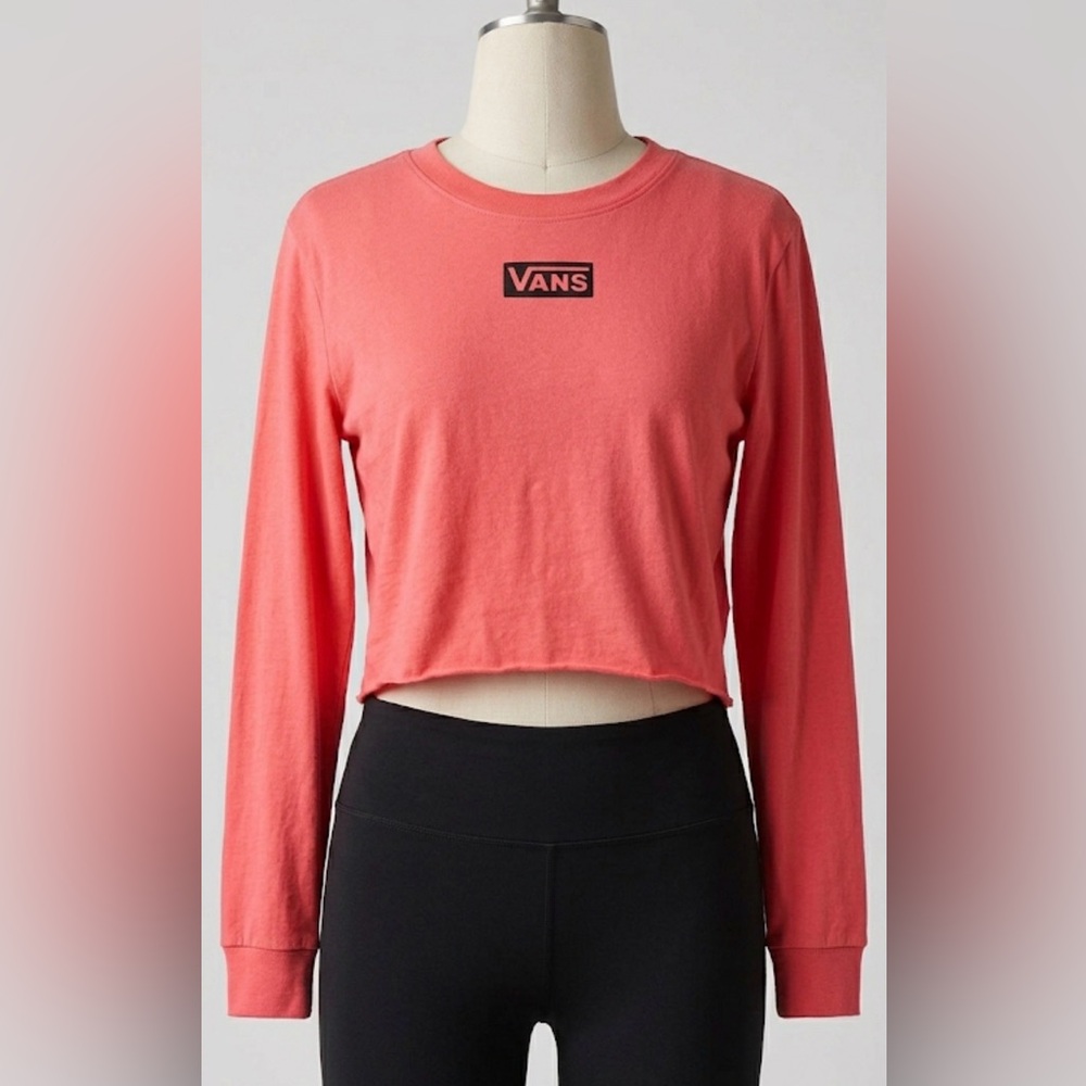 Vans Coral Long-Sleeve Cropped Tee with Logo sz small